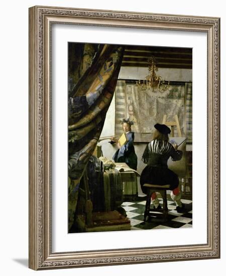 The painter (Vermeers self-portrait) and his model as Klio.-Johannes Vermeer-Framed Giclee Print