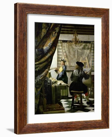 The painter (Vermeers self-portrait) and his model as Klio.-Johannes Vermeer-Framed Giclee Print