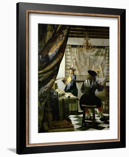 The painter (Vermeers self-portrait) and his model as Klio.-Johannes Vermeer-Framed Giclee Print