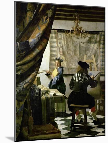 The painter (Vermeers self-portrait) and his model as Klio.-Johannes Vermeer-Mounted Giclee Print