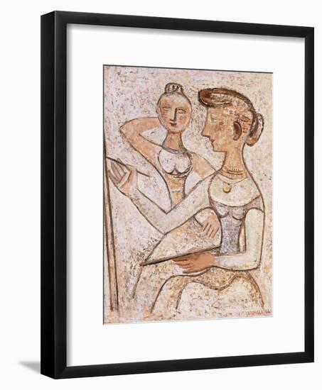 The Painter (With a Model)-Massimo Campigli-Framed Giclee Print