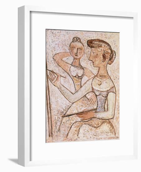 The Painter (With a Model)-Massimo Campigli-Framed Giclee Print