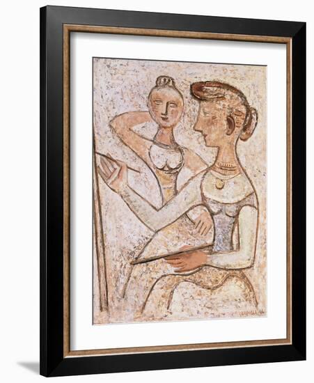 The Painter (With a Model)-Massimo Campigli-Framed Giclee Print