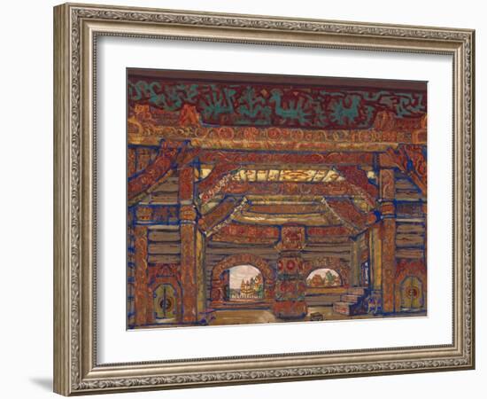 The Palace of Tsar Berendey, Stage Design for the Theatre Play Snow Maiden by A. Ostrovsky, 1912-Nicholas Roerich-Framed Giclee Print