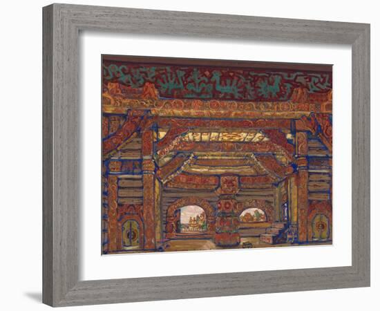 The Palace of Tsar Berendey, Stage Design for the Theatre Play Snow Maiden by A. Ostrovsky, 1912-Nicholas Roerich-Framed Giclee Print