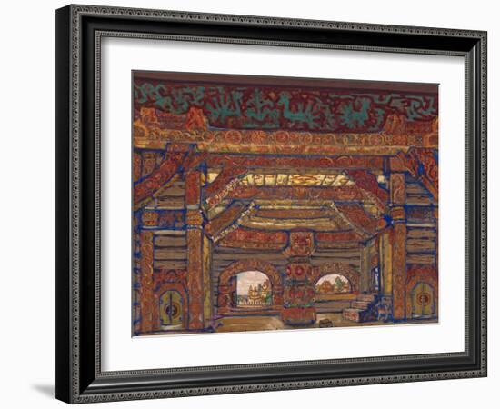 The Palace of Tsar Berendey, Stage Design for the Theatre Play Snow Maiden by A. Ostrovsky, 1912-Nicholas Roerich-Framed Giclee Print