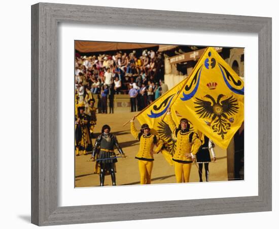 The Palio, Standard Bearers of the Aquila (Eagle) Contrada, Siena, Tuscany, Italy, Europe-Ruth Tomlinson-Framed Photographic Print