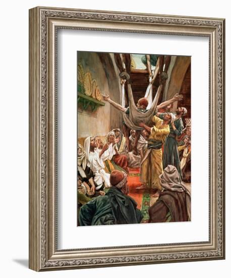 The Palsied Man Let Down Through the Roof, Illustration for 'The Life of Christ', C.1886-94-James Tissot-Framed Giclee Print