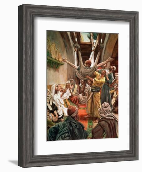 The Palsied Man Let Down Through the Roof, Illustration for 'The Life of Christ', C.1886-94-James Tissot-Framed Giclee Print