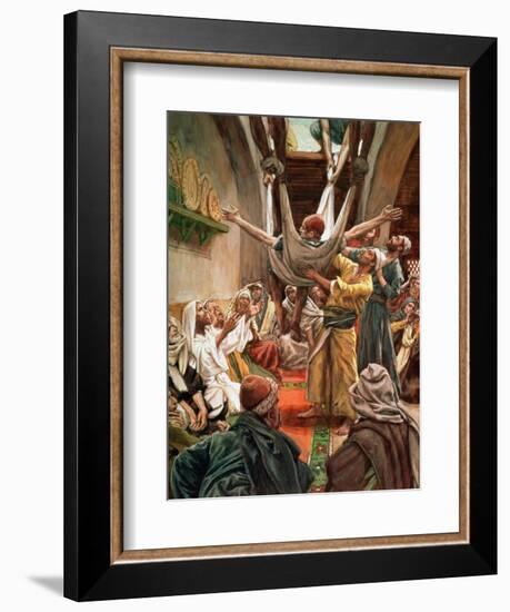 The Palsied Man Let Down Through the Roof, Illustration for 'The Life of Christ', C.1886-94-James Tissot-Framed Giclee Print