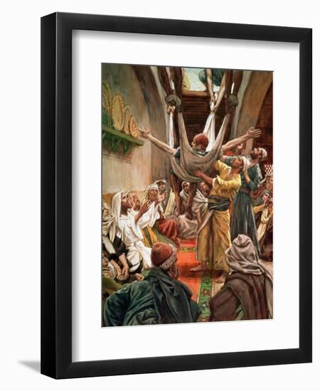 The Palsied Man Let Down Through the Roof, Illustration for 'The Life of Christ', C.1886-94-James Tissot-Framed Giclee Print