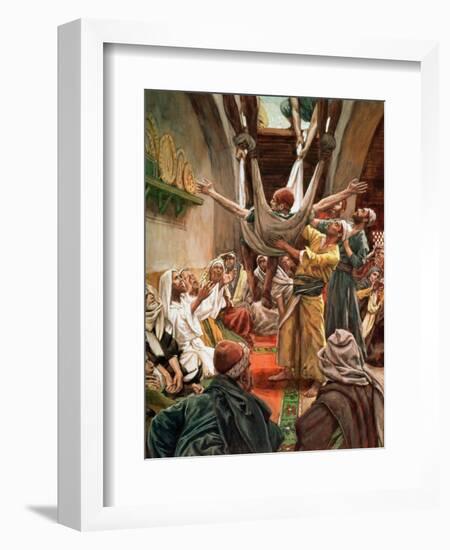 The Palsied Man Let Down Through the Roof, Illustration for 'The Life of Christ', C.1886-94-James Tissot-Framed Giclee Print