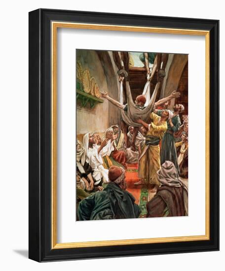 The Palsied Man Let Down Through the Roof, Illustration for 'The Life of Christ', C.1886-94-James Tissot-Framed Giclee Print