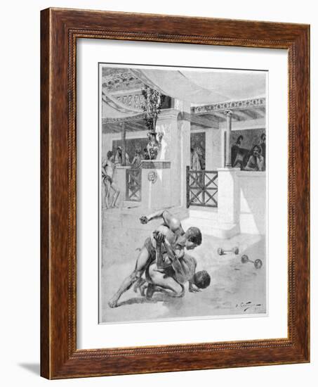 The Pancratium: Two Boys Wrestling-Andre Castaigne-Framed Art Print