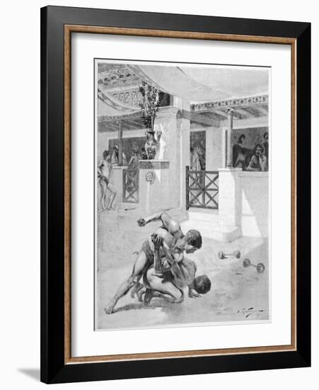 The Pancratium: Two Boys Wrestling-Andre Castaigne-Framed Art Print