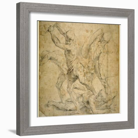 The Panel Beneath the Statue of Apollo in 'The School of Athen's', after a Drawing by Raphael-Raphael-Framed Giclee Print