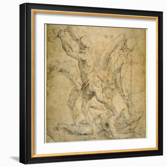 The Panel Beneath the Statue of Apollo in 'The School of Athen's', after a Drawing by Raphael-Raphael-Framed Giclee Print