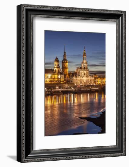 The Panorama of Dresden in Saxony with the River Elbe in the Foreground.-David Bank-Framed Photographic Print