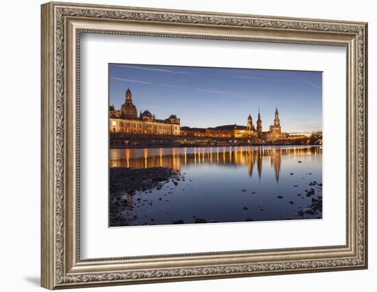 The Panorama of Dresden in Saxony with the River Elbe in the Foreground.-David Bank-Framed Photographic Print