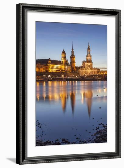 The Panorama of Dresden in Saxony with the River Elbe in the Foreground.-David Bank-Framed Photographic Print