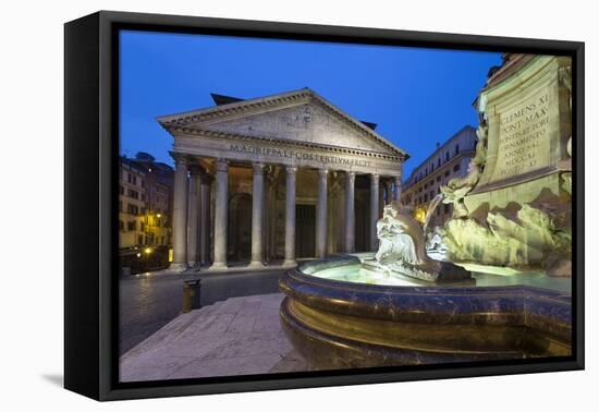 The Pantheon and Fountain at Night, Piazza Della Rotonda, Rome, Lazio, Italy-Stuart Black-Framed Premier Image Canvas