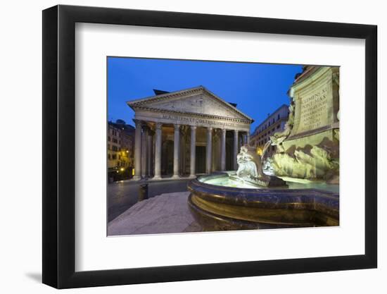 The Pantheon and Fountain at Night, Piazza Della Rotonda, Rome, Lazio, Italy-Stuart Black-Framed Photographic Print