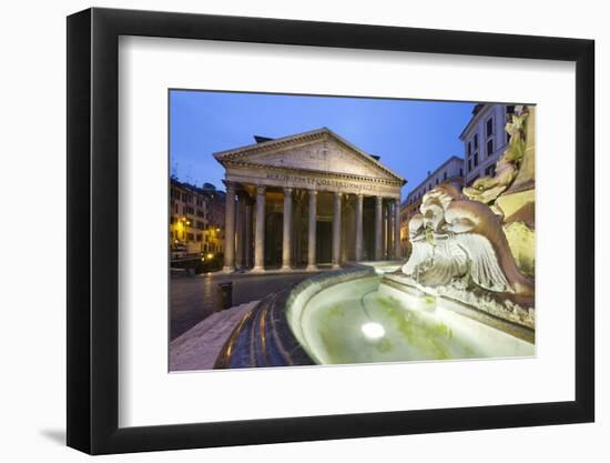 The Pantheon and Fountain at Night, Piazza Della Rotonda, Rome, Lazio, Italy-Stuart Black-Framed Photographic Print