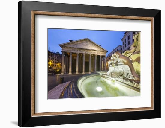 The Pantheon and Fountain at Night, Piazza Della Rotonda, Rome, Lazio, Italy-Stuart Black-Framed Photographic Print