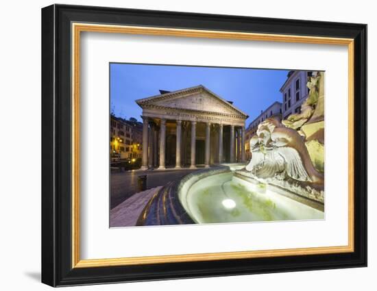 The Pantheon and Fountain at Night, Piazza Della Rotonda, Rome, Lazio, Italy-Stuart Black-Framed Photographic Print