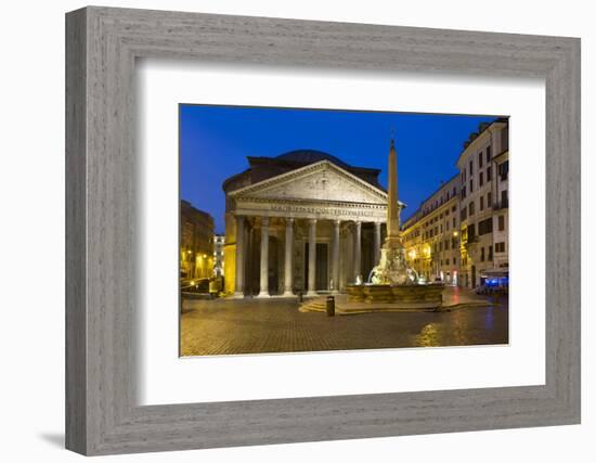 The Pantheon and Piazza Della Rotonda at Night, Rome, Lazio, Italy-Stuart Black-Framed Photographic Print