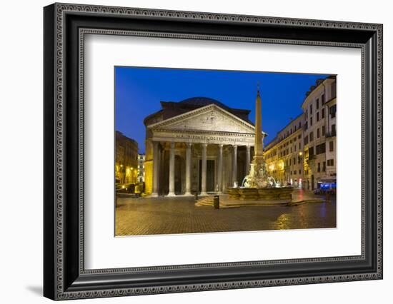 The Pantheon and Piazza Della Rotonda at Night, Rome, Lazio, Italy-Stuart Black-Framed Photographic Print