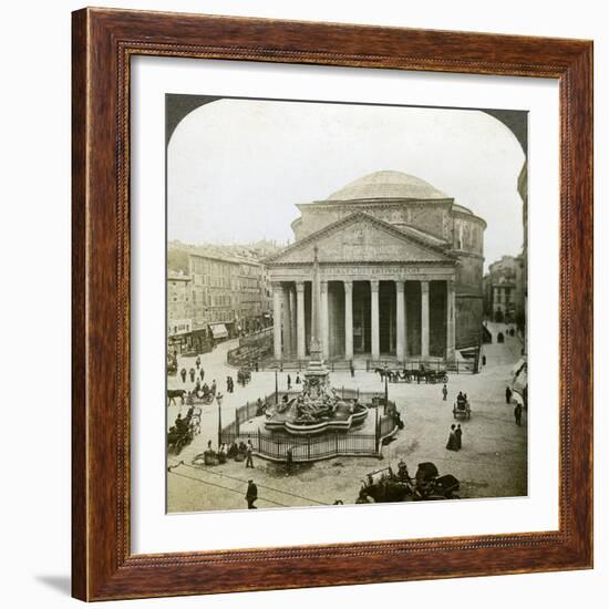 The Pantheon and the Piazza Della Rotunda, Rome, Italy-Underwood & Underwood-Framed Photographic Print