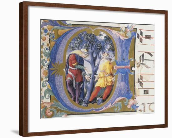 The Parable of the Barren Fig Tree, Letter Miniature, from Book of Religious Music-Liberale Da Verona-Framed Giclee Print