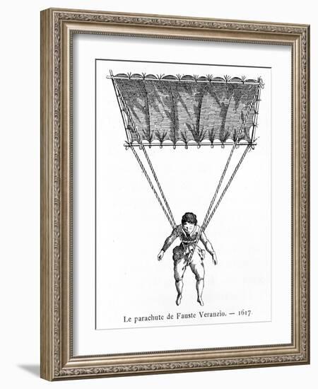 The Parachute of Fauste Veranzio, 1617-Gaston Tissandier-Framed Giclee Print