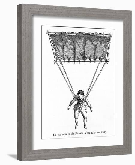 The Parachute of Fauste Veranzio, 1617-Gaston Tissandier-Framed Giclee Print