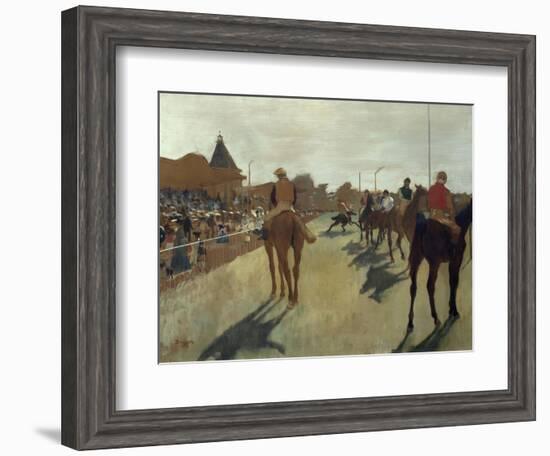 The Parade, also known as Race Horses in Front of the Tribunes, Ca. 1866-68-Edgar Degas-Framed Art Print