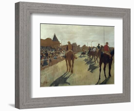 The Parade, also known as Race Horses in Front of the Tribunes, Ca. 1866-68-Edgar Degas-Framed Art Print