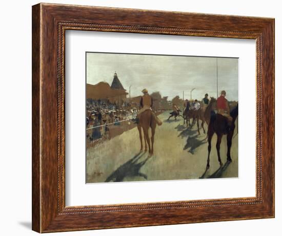 The Parade, also known as Race Horses in Front of the Tribunes, Ca. 1866-68-Edgar Degas-Framed Art Print