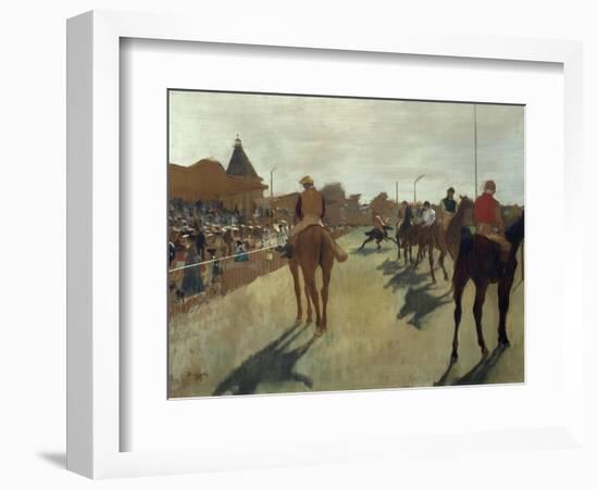 The Parade, also known as Race Horses in Front of the Tribunes, Ca. 1866-68-Edgar Degas-Framed Art Print