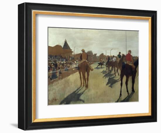 The Parade, also known as Race Horses in Front of the Tribunes, Ca. 1866-68-Edgar Degas-Framed Art Print