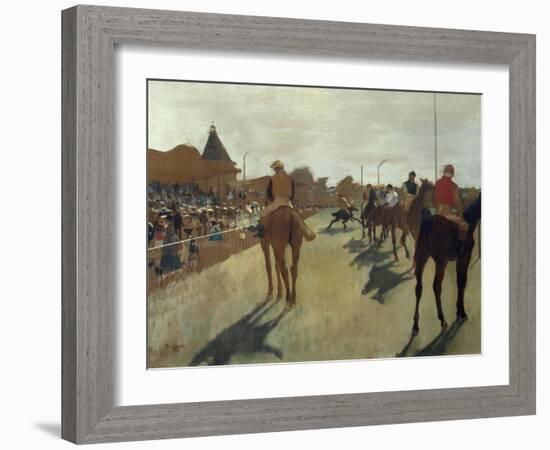 The Parade, also known as Race Horses in Front of the Tribunes, Ca. 1866-68-Edgar Degas-Framed Art Print