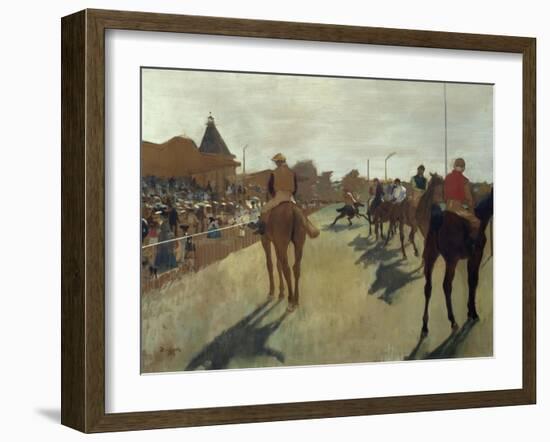 The Parade, also known as Race Horses in Front of the Tribunes, Ca. 1866-68-Edgar Degas-Framed Art Print