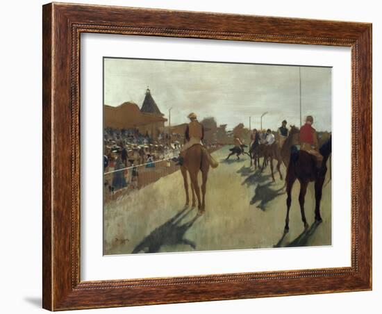 The Parade, also known as Race Horses in Front of the Tribunes, Ca. 1866-68-Edgar Degas-Framed Art Print