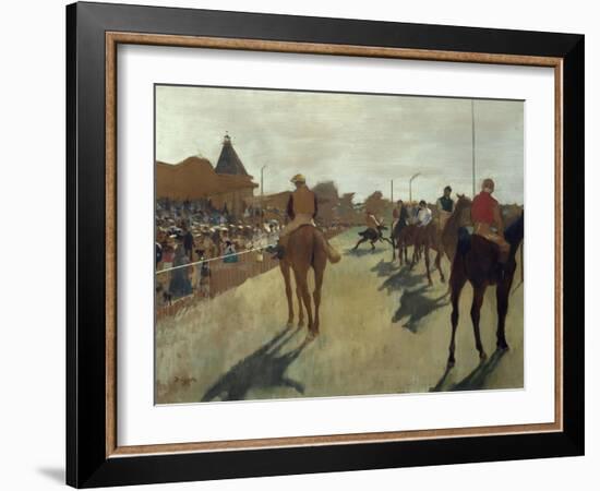 The Parade, also known as Race Horses in Front of the Tribunes, Ca. 1866-68-Edgar Degas-Framed Art Print