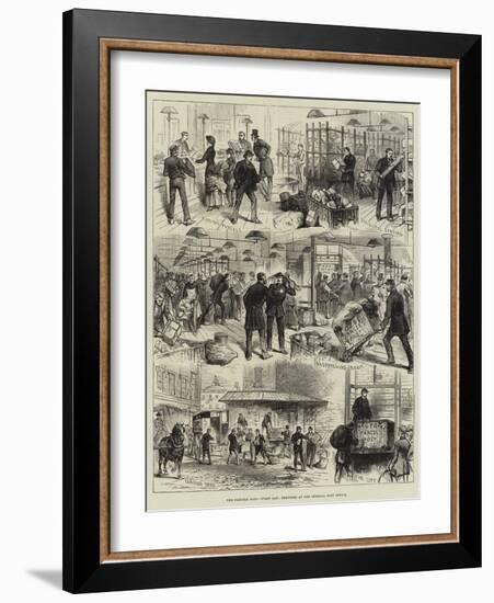 The Parcels Post, First Day, Sketches at the General Post Office-null-Framed Giclee Print