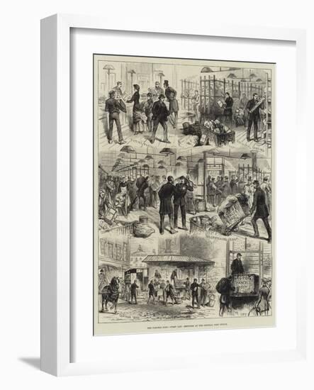 The Parcels Post, First Day, Sketches at the General Post Office-null-Framed Giclee Print