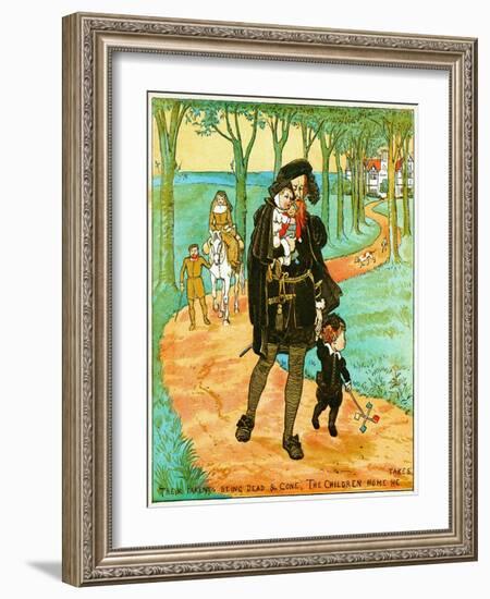 the Parents Being Dead and Gone, the Children Home He Takes , Illustration for Babes in the Wood,-Randolph Caldecott-Framed Giclee Print