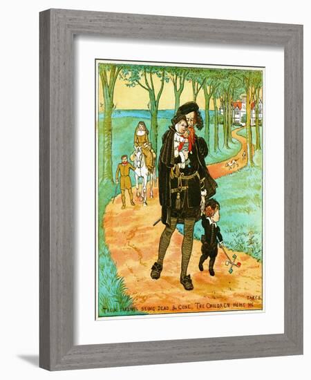 the Parents Being Dead and Gone, the Children Home He Takes , Illustration for Babes in the Wood,-Randolph Caldecott-Framed Giclee Print