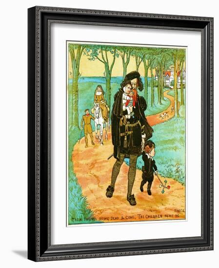 the Parents Being Dead and Gone, the Children Home He Takes , Illustration for Babes in the Wood,-Randolph Caldecott-Framed Giclee Print