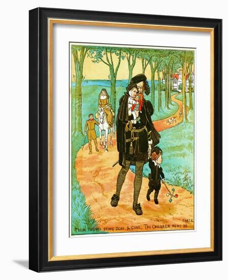 the Parents Being Dead and Gone, the Children Home He Takes , Illustration for Babes in the Wood,-Randolph Caldecott-Framed Giclee Print